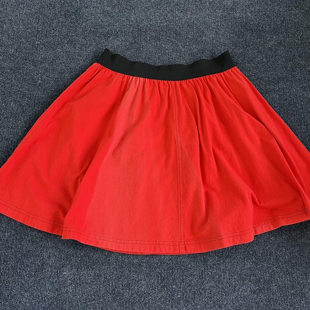 Vintage River Stone Skirt Womens Medium Red Cotton Skater‎ Mini Elastic Waist